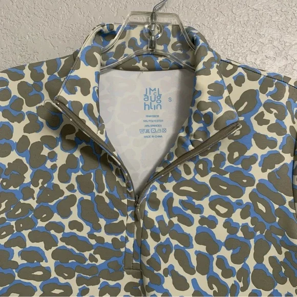 J McLaughlin Shirt Top Womens S Catalina Cloth Leopard Print Golf Tennis 1/4 Zip - Picture 5 of 16
